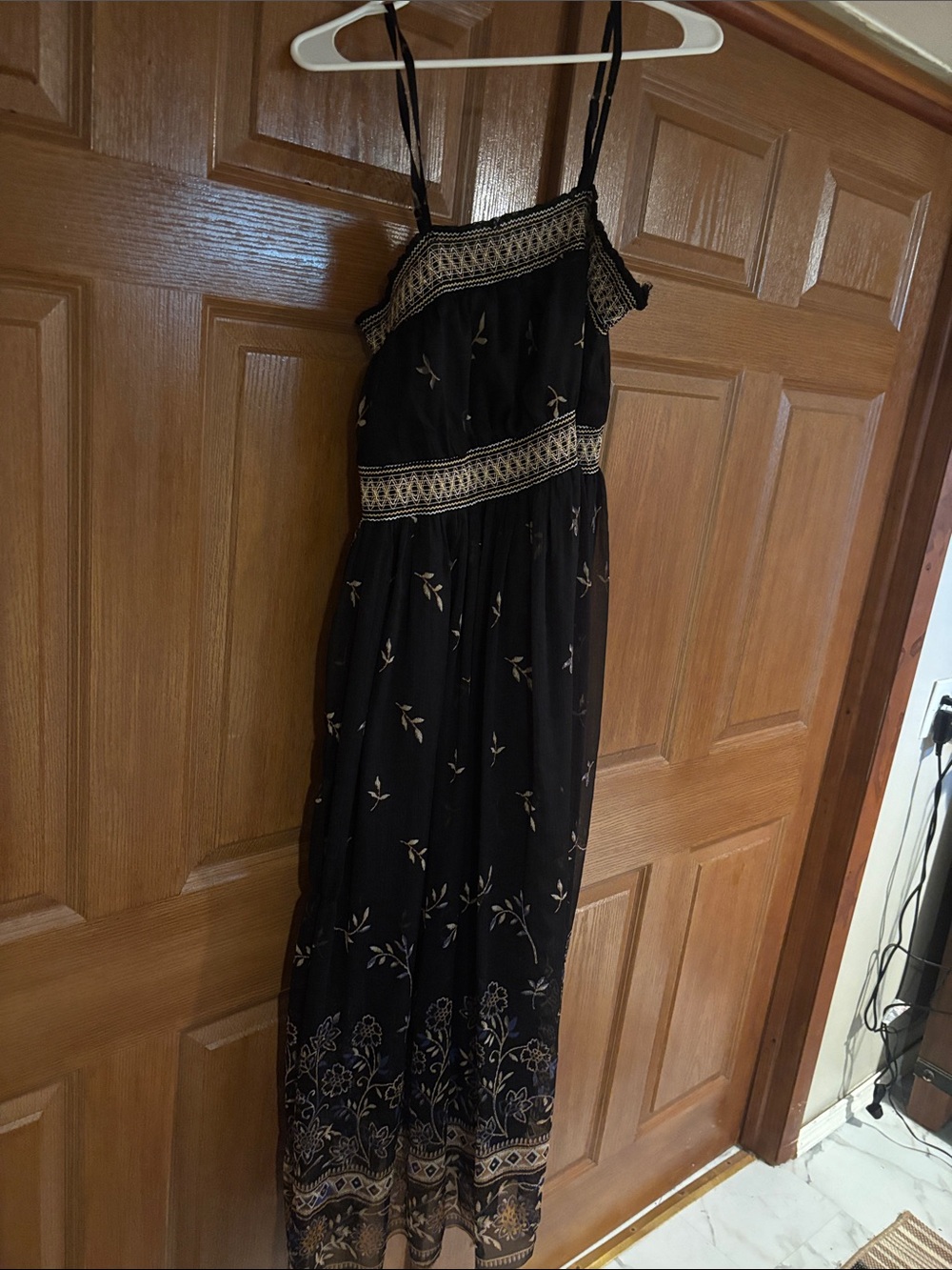 Magic Black Maxi Dress with Gold Embroidery